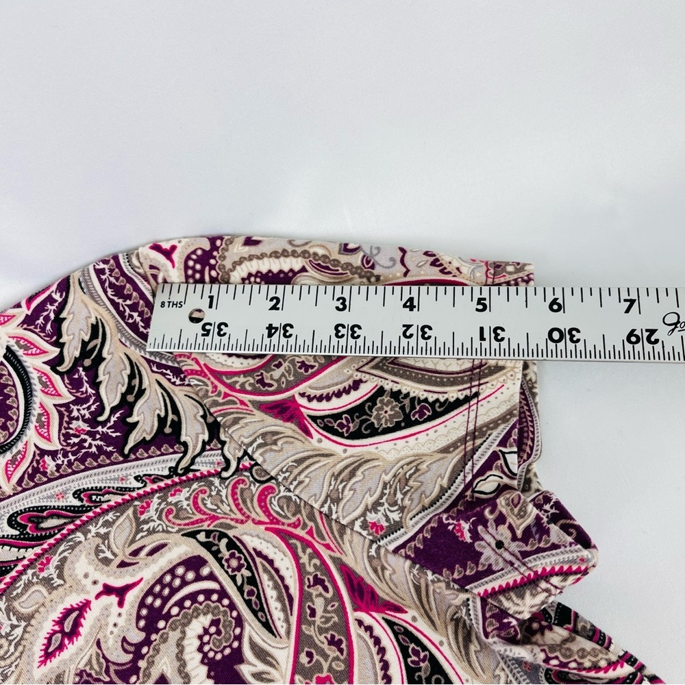 Croft & Barrow Classic Tee Paisley Print Purple, Pink, Black, and Taupe Size S - Picture 8 of 11